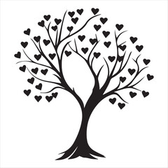 Obraz premium valentine day vector illustration love tree, tree, vector, leaf, flower, nature, spring, branch, illustration, art, heart, love, plant, design, summer, season, autumn, silhouette, blossom, floral, 