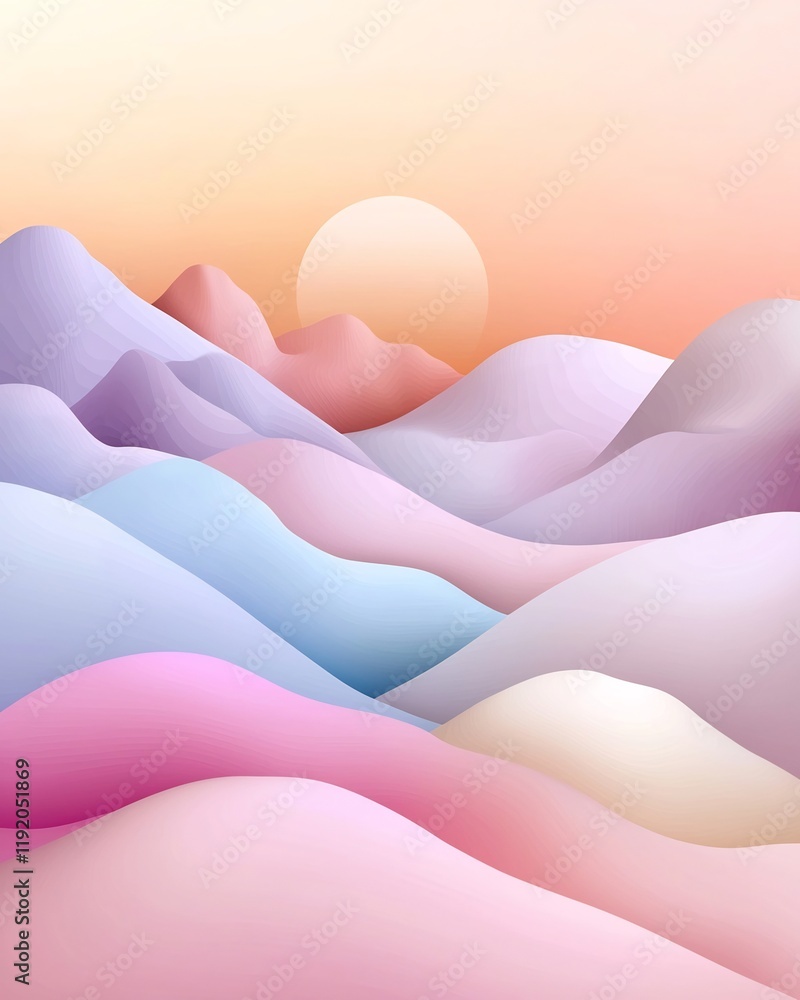Aufkleber serene pastel gradient landscape with muted tactile surface textures and a pared down modernist comp