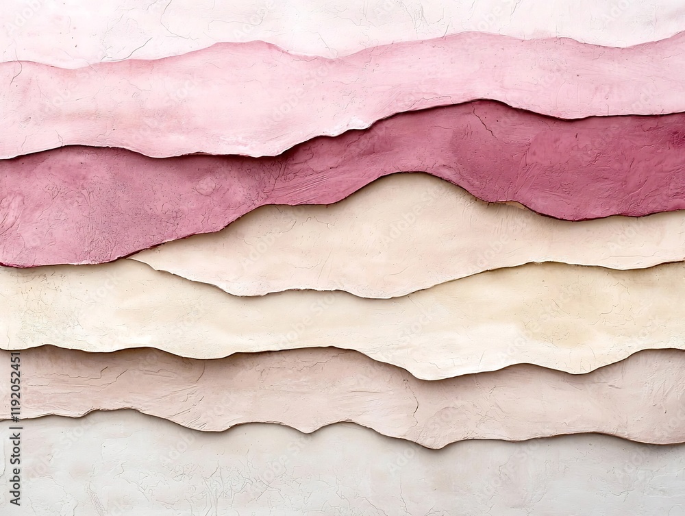 Poster tranquil and serene pastel gradient scene with a gentle blending of pink and beige hues enhanced by 