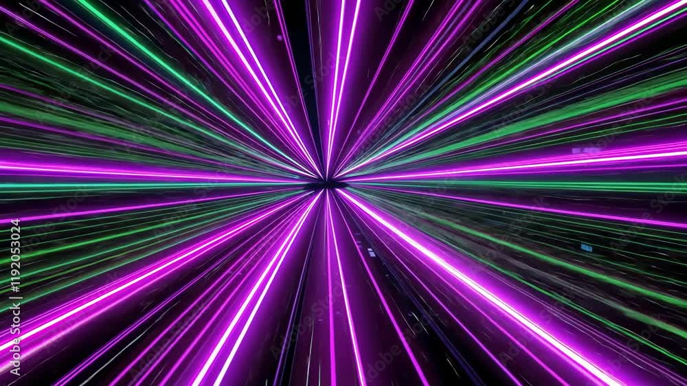 Poster dynamic neon beams create a vibrant abstract atmosphere with energetic motion and colorful graphics