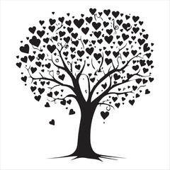 valentine day vector illustration love tree, tree, vector, leaf, flower, nature, spring, branch, illustration, art, heart, love, plant, design, summer, season, autumn, silhouette, blossom, floral, 