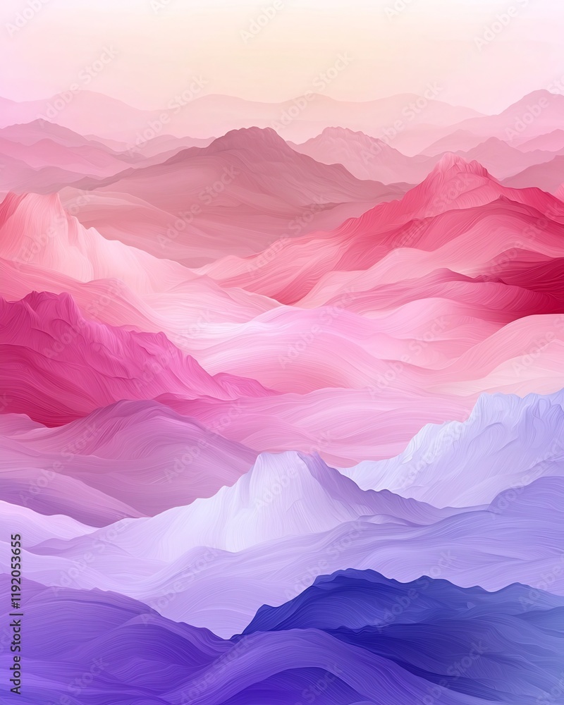 Poster serene and ethereal pastel gradient landscape with a delicate tactile layered pattern and subtle imp