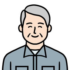 作業着姿のシニア男性（笑顔）