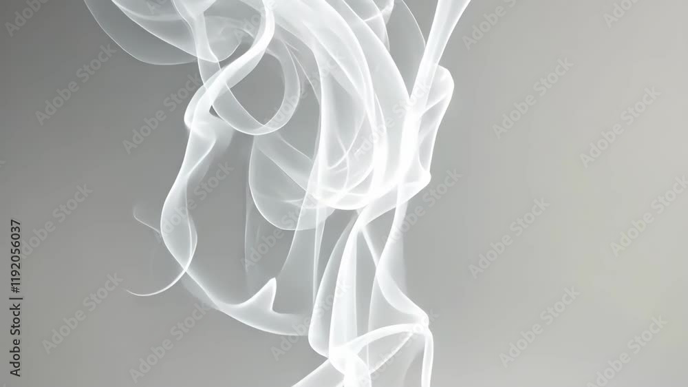 Poster ethereal smoke swirls gracefully against a soft gray backdrop, creating a calming and mysterious atm