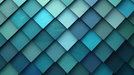 Obraz premium A textured pattern of overlapping teal and blue diamond shapes creating a visually appealing design.