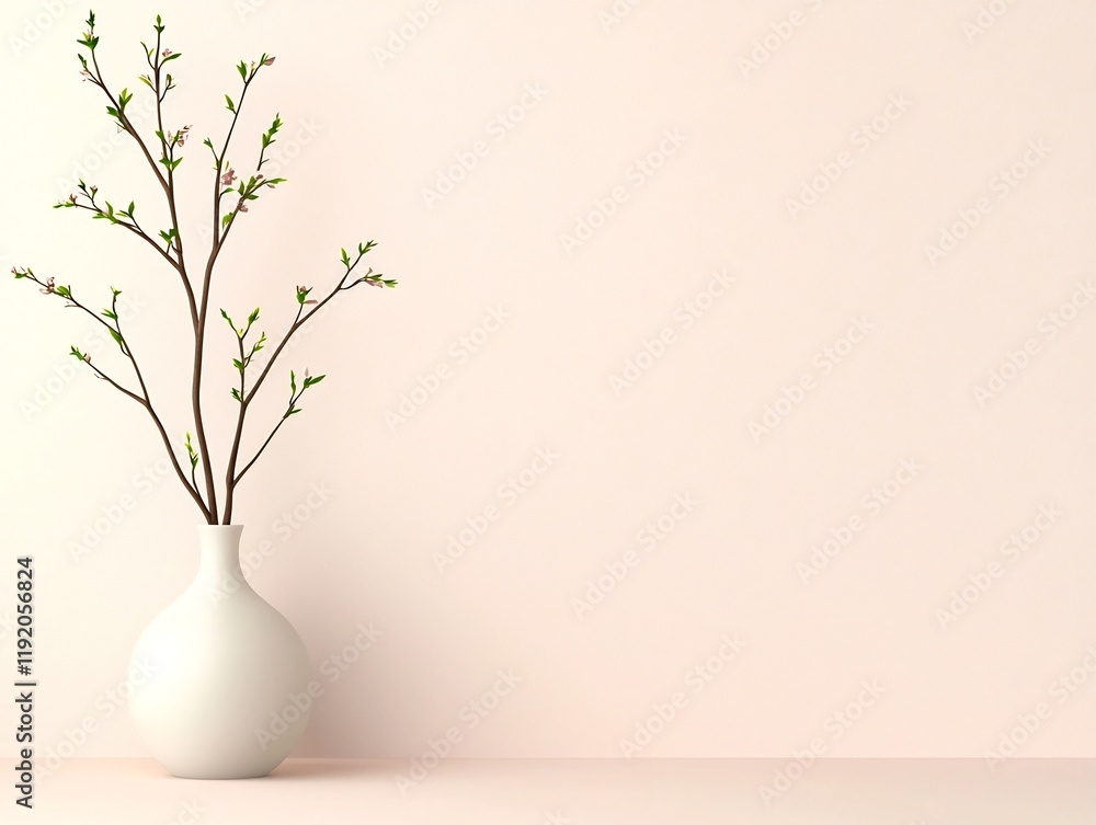 Poster minimalist contemporary still life featuring a pastel gradient backdrop transitioning from light pin