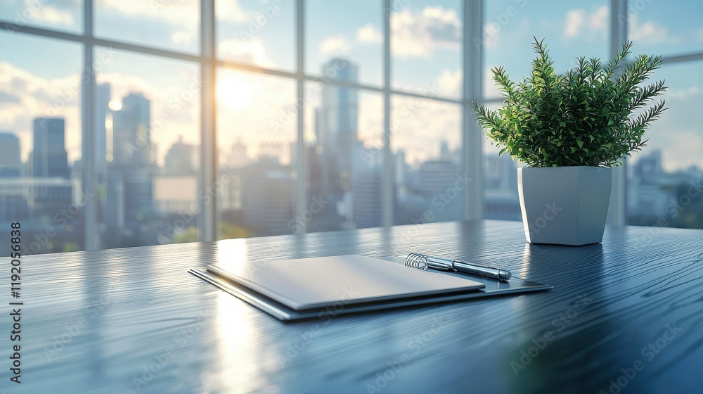 Aufkleber creating a productive workspace a light-filled cubicle with fresh plants and personalized nameplate 