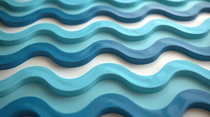 Fototapeta premium Abstract wavy patterns in varying shades of blue, creating a soothing visual effect.
