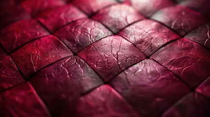 Fototapeta premium A close-up of intricately woven textured material in rich red tones.