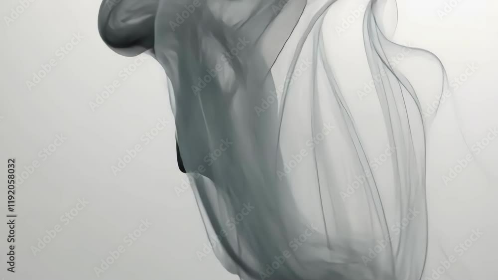 Poster smoke moves gracefully, creating an abstract, tranquil atmosphere with fluid textures and dynamic pa
