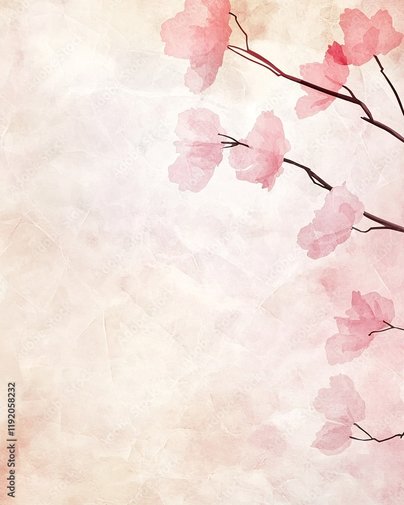 Poster soft pastel gradient scene in pale pink and light beige tones with a subtle textured overlay and a m