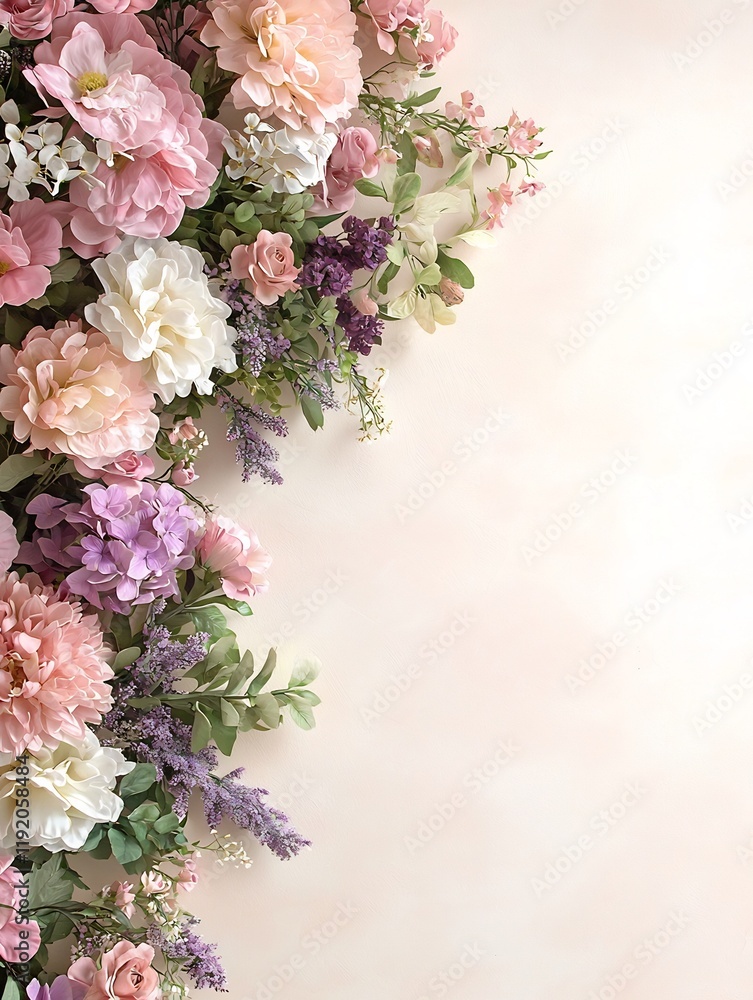 Poster elegant pastel backdrop with a gradient moving from soft peach to muted beige accented by a delicate