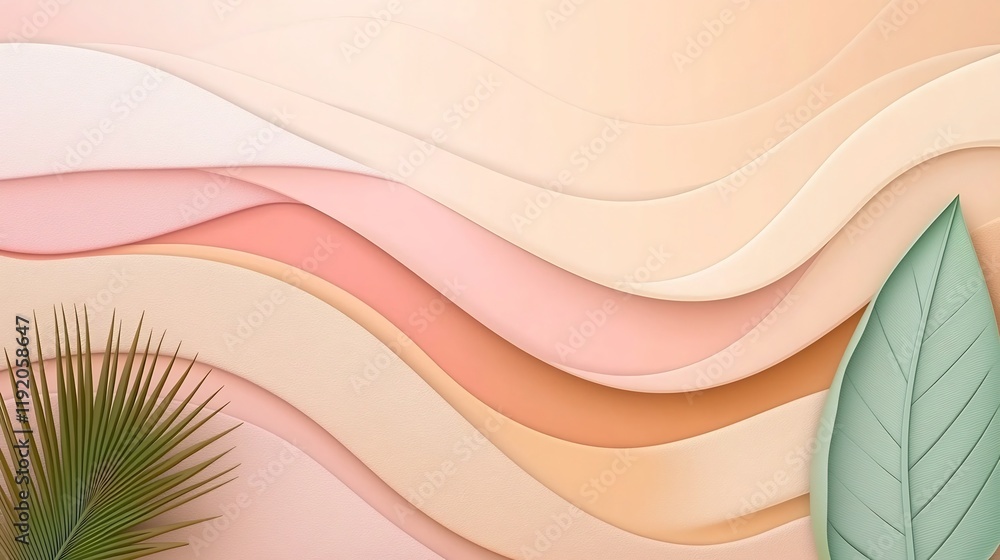 Poster tranquil pastel color field with a seamless blend of gentle pink and inviting beige infused with a s