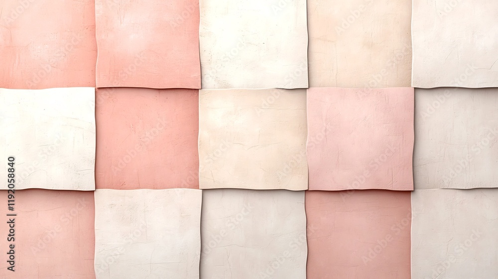 Poster tranquil pastel color field with a seamless blend of gentle pink and inviting beige infused with a s