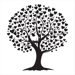 valentine day vector illustration love tree, tree, vector, leaf, flower, nature, spring, branch, illustration, art, heart, love, plant, design, summer, season, autumn, silhouette, blossom, floral, 
