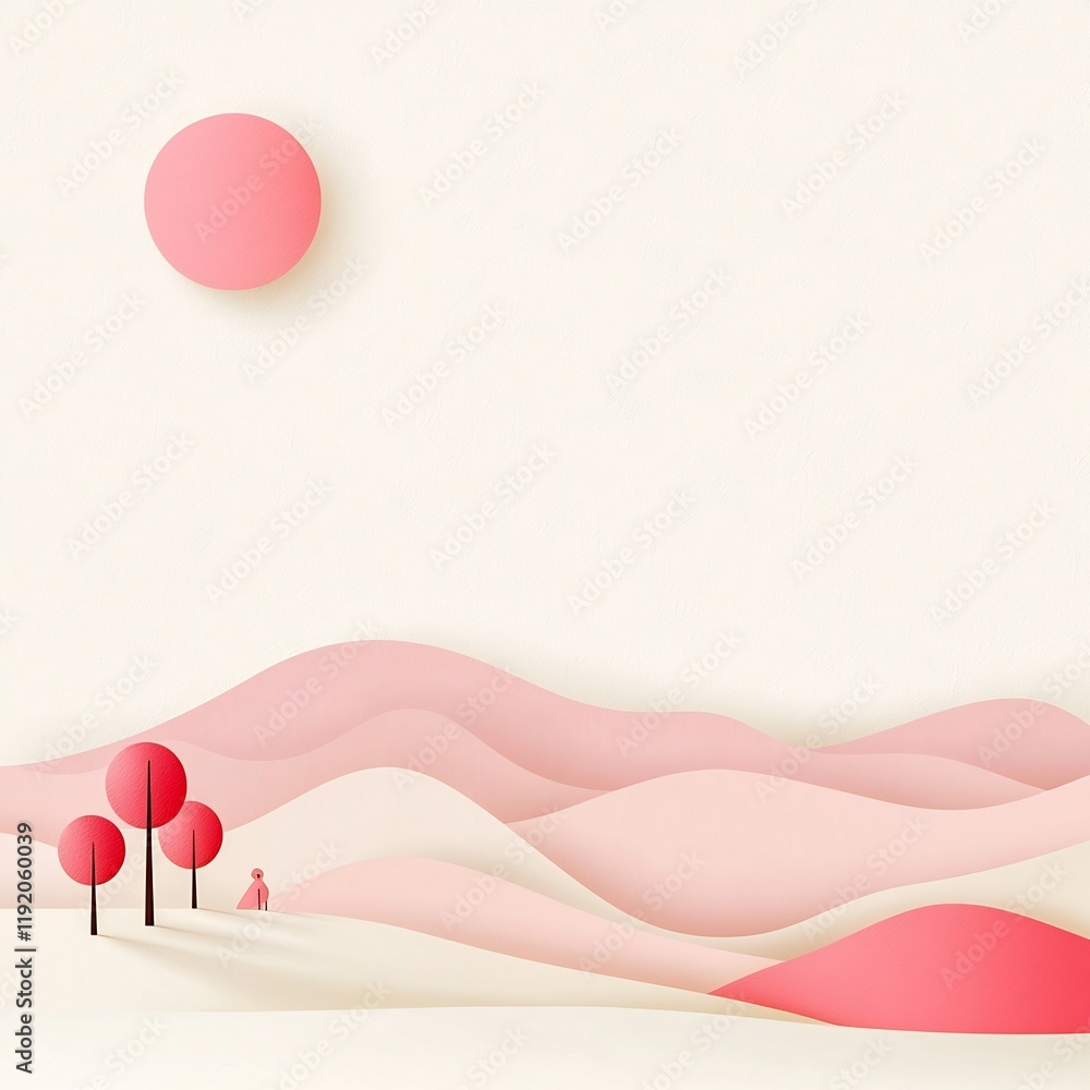 Aufkleber pastel gradient backdrop shifting from vibrant pink to mellow beige with delicate textured noise pat