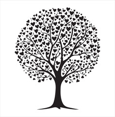 valentine day vector illustration love tree, tree, vector, leaf, flower, nature, spring, branch, illustration, art, heart, love, plant, design, summer, season, autumn, silhouette, blossom, floral, 