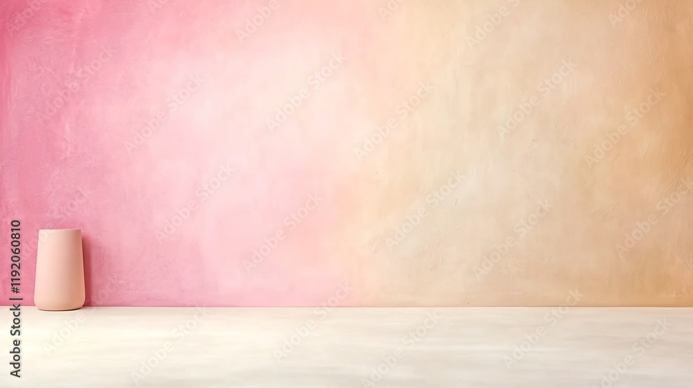 Poster elegant and modern pastel gradient backdrop shifting seamlessly from soft pink to warm beige adorned
