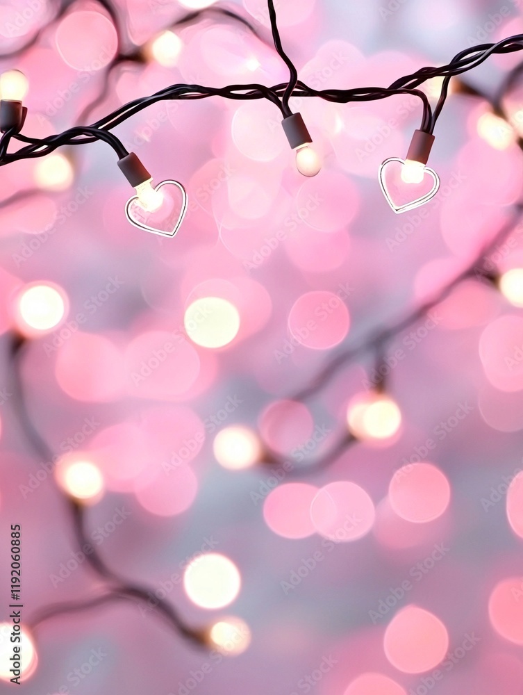 Poster background with hearts light bokeh background