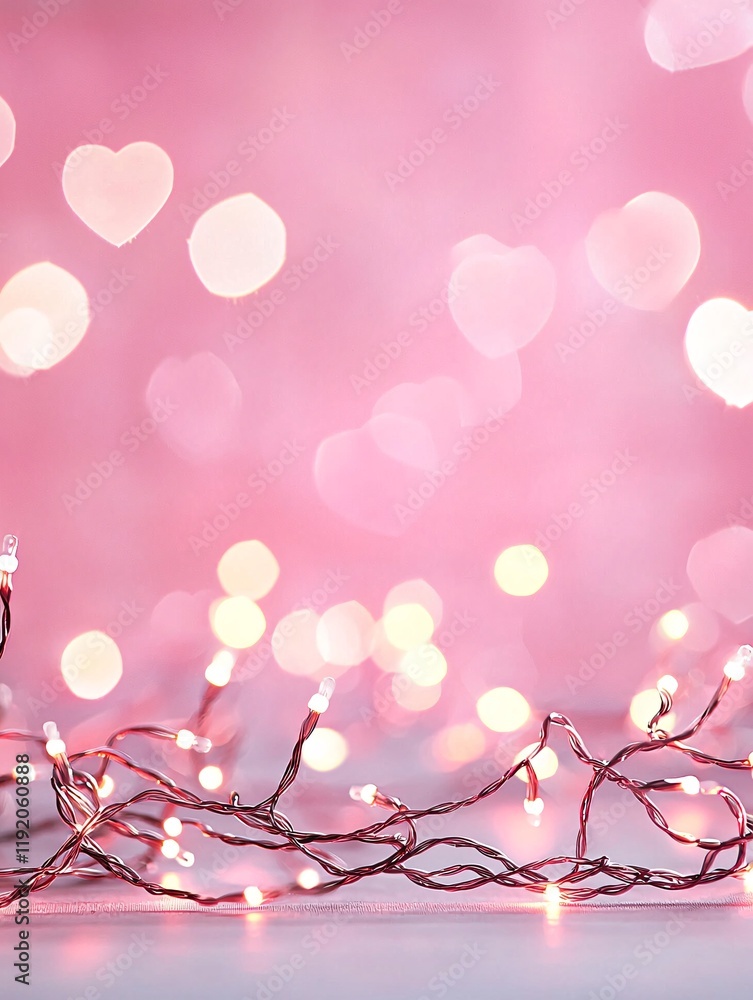 Poster background with hearts light bokeh background
