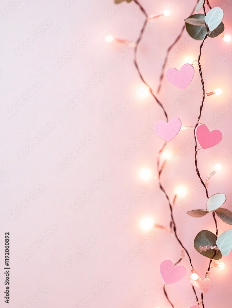 Poster background with hearts light bokeh background
