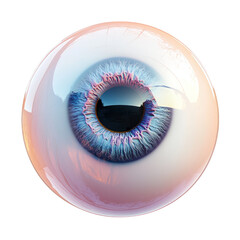 Realistic Human Eye Design with Blue Iris and Detailed Texture Isolated on Transparent Background