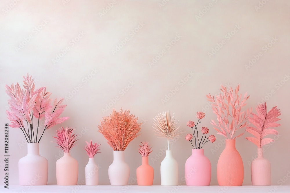 Poster pastel pink and beige gradient backdrop with a subtle textured overlay featuring a carefully arrange
