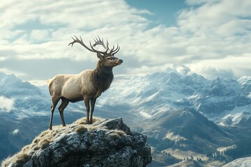 Majestic Elk on a Mountain Peak