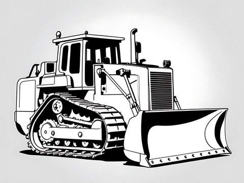 bulldozer silhouette vector