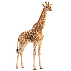 Obraz premium Giraffe standing, African savanna background, wildlife illustration, children's book