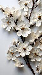 Digital white flowers border plant abstract graphic poster background