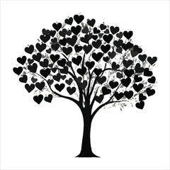 valentine day vector illustration love tree, tree, vector, leaf, flower, nature, spring, branch, illustration, art, heart, love, plant, design, summer, season, autumn, silhouette, blossom, floral, 