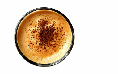 Espresso crema close-up, cafe, white background, menu