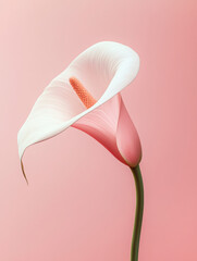 Elegant calla lily flower on a soft pink background.