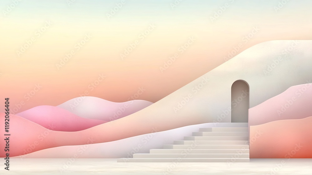 Poster elegant pastel gradient landscape transitioning from soft pink to warm beige with a subtle textured 