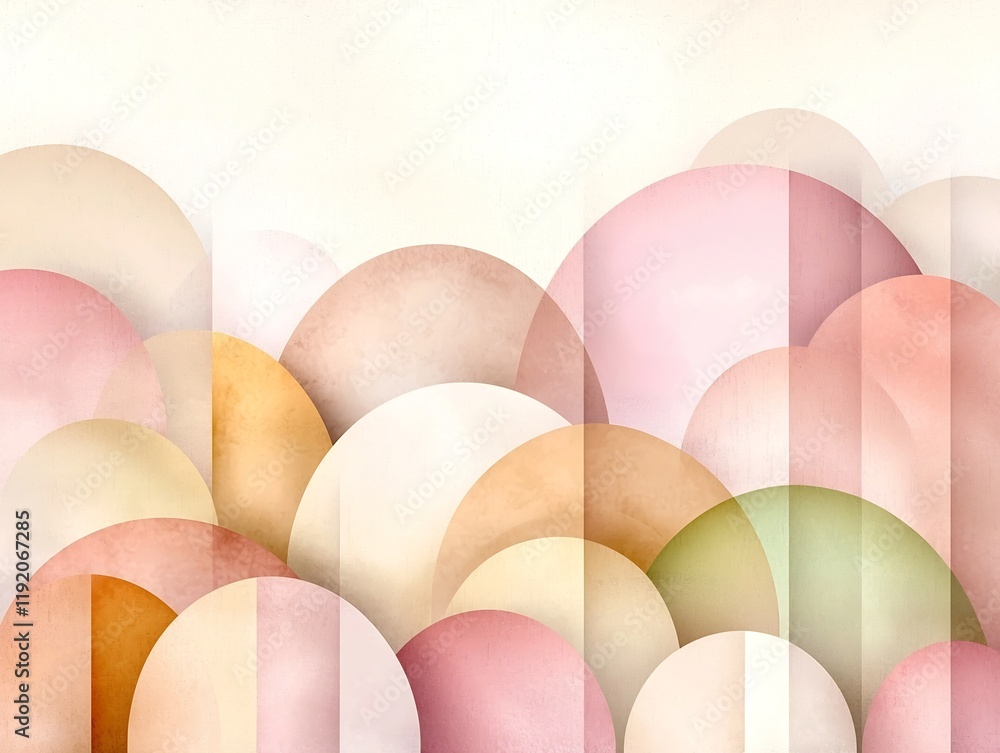 Poster minimalist pastel gradient design featuring a seamless blend of soft muted hues from pink to beige w