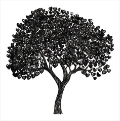 Fototapeta premium valentine day vector illustration love tree, tree, vector, leaf, flower, nature, spring, branch, illustration, art, heart, love, plant, design, summer, season, autumn, silhouette, blossom, floral, 