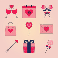 Flat Vector Valentine's Day Icons Set - Love and Romance Essentials