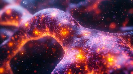 Isometric 3D rendering of neuron cells firing electrical signals with synapses, vibrant illustration