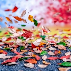 Autumn Leaves Falling  Colorful Fall Foliage Background