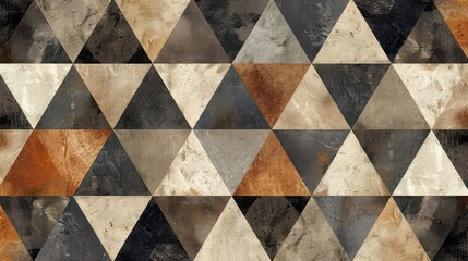 Fototapeta premium A geometric tile pattern featuring triangular shapes in earthy tones.