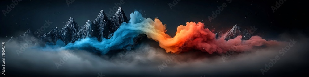 Poster captivating visualization of a wave packet undergoing dynamic changes across different frequencies s