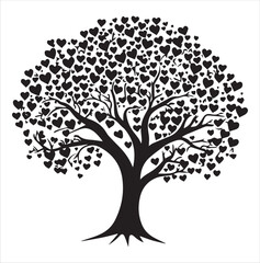 valentine day vector illustration love tree, tree, vector, leaf, flower, nature, spring, branch, illustration, art, heart, love, plant, design, summer, season, autumn, silhouette, blossom, floral, 