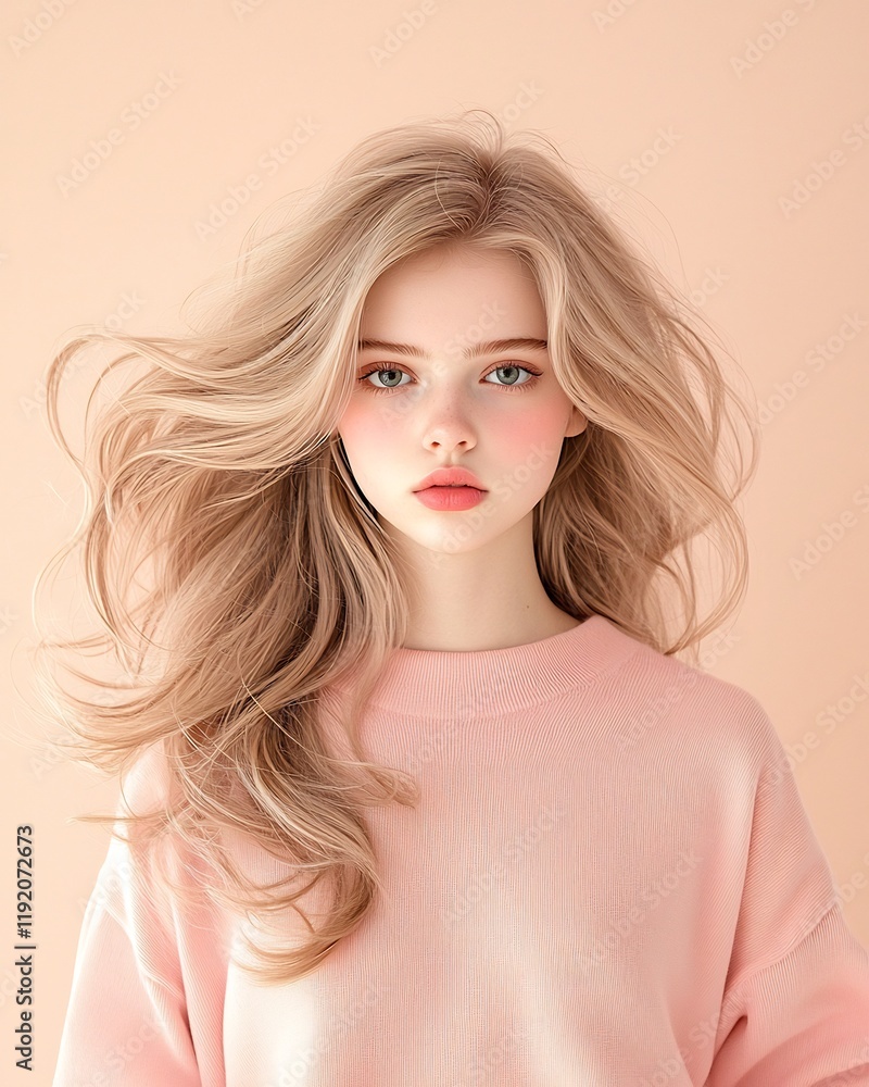Poster Radiant pastel gradient backdrop transitioning seamlessly from pink to beige enhanced by a subtle textured noise overlay