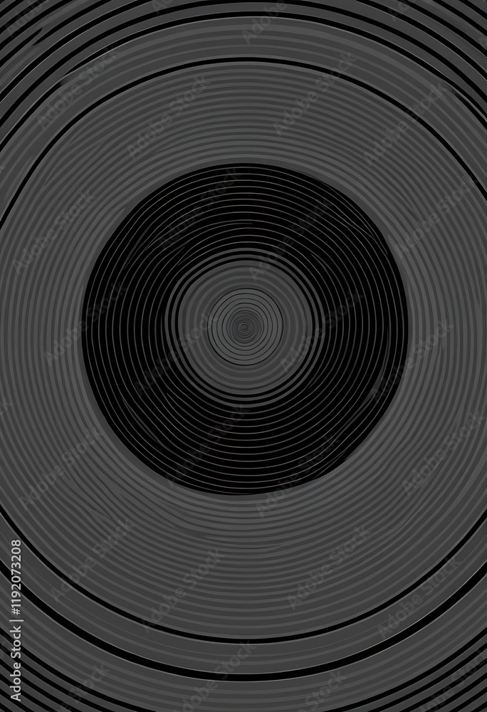 Poster abstract concentric circles grayscale design pattern