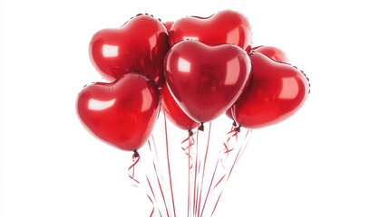 Vibrant red heart-shaped balloons for romantic celebrations.