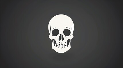 Clean and minimalist Halloween skull icon, designed in pure white with simple lines.