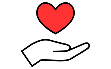 Heart wrapped in the palm of your hand, Simple and cute Valentine's Day icon