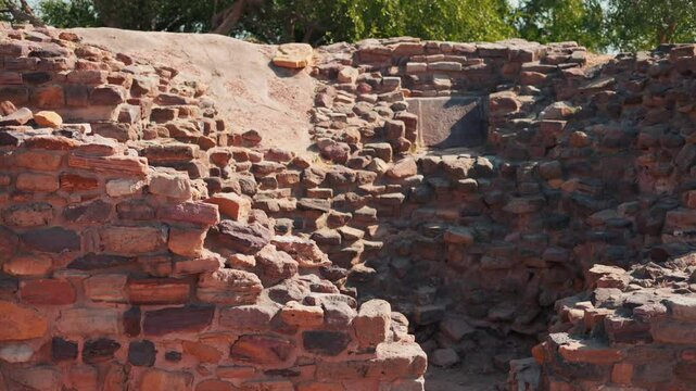 Rocky outcrops surrounding ancient ruins of Indus valley civilization in Dholavira, Kutch, India. The ancient city of Dholavira UNESCO World Heritage Centre. Archaeological site Harappan Civilization 