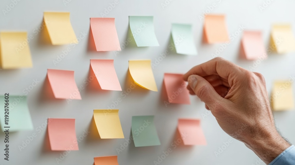Poster colorful sticky notes wall mindful planning in natural light for collaborative workspaces – ideal fo